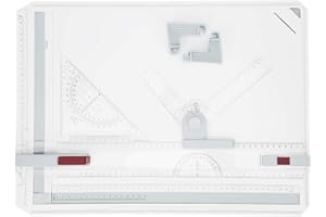 Greensen A3 Tavolo Da Disegno, Tavola Da Disegno Multifunzione A3 In Plastica Con Movimento Parallelo Angolo Regolabile Metrico Per Lavori Professionali