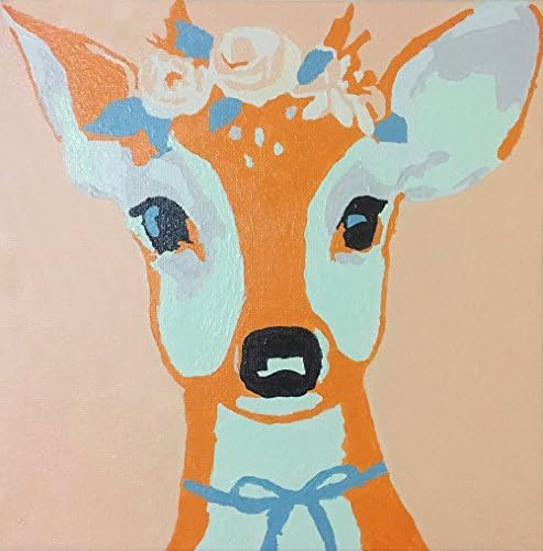 Toudorp Paint by Numbers 25 x 25cm Wooden Famed Canvas Painting Diy Children’s Arts for Kids and Toddlers with Brushes and Acrylic Paints - Deer Princess