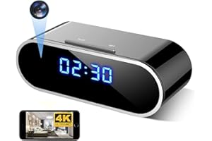 LAING-H WiFi 4K ukryta kamera szpiegowska - HD 1080P Mini DV budzik, bezprzewodowy rejestrator wideo, 140 szerokokątny, noktowizor, czujnik wykrywania ruchu, dom, biuro, (Yuanzhong)