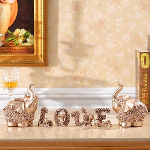 Elephant Ornaments Creative Home decoration living room TV cabinet small crafts golden 1 pair,Rose Gold alphabet
