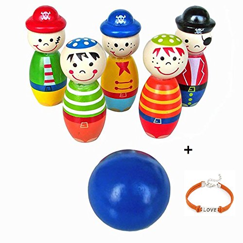 Tonsee Bowlingkugel Holzspielzeug pädagogische interaktive Holzspielzeug Baby Hands-on Fähigkeit entwickeln Kinder Geburtstagsgeschenk Sport Fitness Spielzeug
