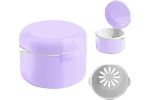 DIDATOOL Prothese Box, Prothesendose, Zahnprothesen Box mit Filter, Zahnprothesen Behälter, für Die Aufbewahrung und Zum Eintauchen Zahnersatz Reinigungsbäder (Helles Lila)