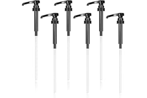 VIDSTW 6 Pièces Pompe Sirop Distributeur Sirop Pompe avec 6 Longue Paille Pompe a Sirop Réutilisable Distributeur Sirop Pompe Doseuse pour Maison, Café, Magasin thé Lait, Restaurant (Noir)