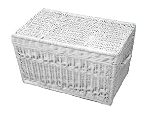 Weißer Weidenkorb 60cm, Korbweidenkoffer, Aufbewahrungskorb,Truhe
