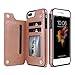 Produktbild Pnizun - Retro PU-Leder Etui für iPhone X 6 6s 7 8 Plus XS 5S SE Multi-Kartenhalter-Telefon-Kästen für iPhone XS Max XR 10 Titel [Rose Gold Für iPhone 7 8 Plus]