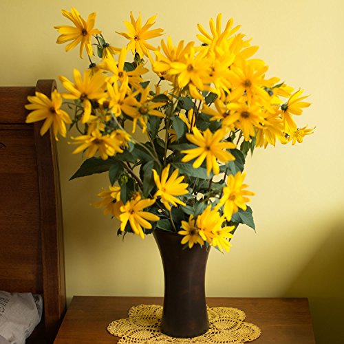 Keramik hoch Vase Blumenvase Dekovase Tischvase H – 21,5 cm Diana Holzdekor braun Neu - 3