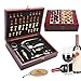 Produktbild Holzkiste mit 9-teiligem Wein-Set mit Korkenzieher, Weinflaschenöffner, Weinflaschenverschluss und Schachspiel, von Yobansa rosewood 9 set with chess