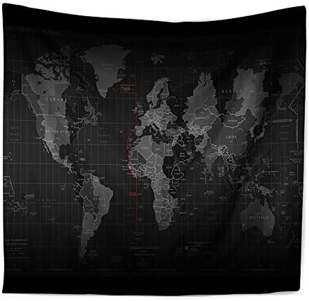 Yakey World Map Tapestry Leightweight Polyester Abstract Art Wall Hanging for Living Room ,Bedroom ,Dorms Home Décor Accessary(Map 2,60"x80")