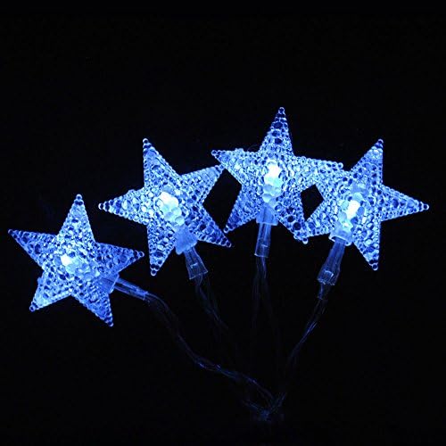 JnDee™ 12LED Star Solar Fairy Lights in Cool White Light and Dark Green Cable. Perfect for decorating the outdoors, for festive seasons, Christmas, BBQ Holidays