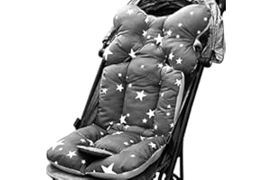 SOUARTS souartTM universel Poussette Coussin Coton Imperméable Respirant Tapis de siège pour bébé Poussette Poussette 35 x 78 cm Graue Sterne
