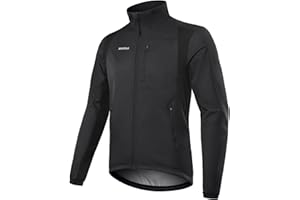 BERGRISAR Zimowa kurtka rowerowa dla mężczyzn, softshell, wiatroszczelna, termiczna, polarowa, odzież rowerowa, kurtka do biegania, wiatrówka
