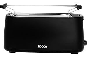JOCCA - Grille-Pain 2 Fentes Nature Line | 7 Niveaux de Brunissage | Fonctions Décongélation, Réchauffage et Annulation | Ramasse-Miettes | Fentes Larges pour Tous Types de Pain