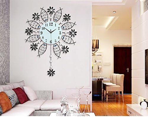 gerewe Modern lounge creative minimalist Clock Clock Mute Wall Art Swing Watch pocket watch Quartz bedroom (Color Black)