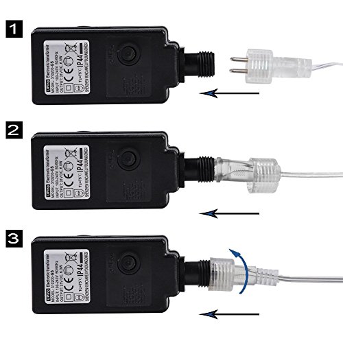 Lichterkette 200 Leds 22 Meter mit EU-Stecker von DC 31V Niederspannungstransformator und 8 Programm für Party, Garten, Weihnachten, Halloween, Hochzeit, Beleuchtung Deko warmweiß von Uping - 4