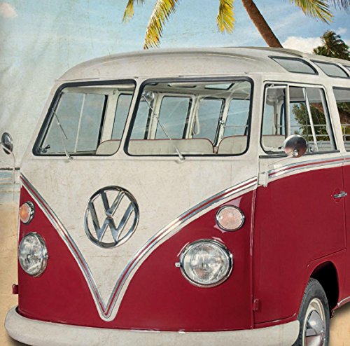 LINON WENDE BETTWÄSCHE VW BULLI 135 cm x 200 cm + 80 cm x 80 cm NEU & OVP – 100% BAUMWOLLE VOLKSWAGEN VW BUS EXKLUSIV 002 - 2