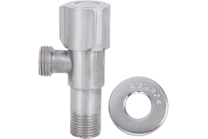 LUQEEG G1/2in Thread Angle Stop Valve Stainless Steel Hot Cold Stop Valve Angle Stop Shut Off Valve Waterflow Control Valve Faucet Angle Valve for Bathroom Faucet Kitchen Sink Toilet Tank
