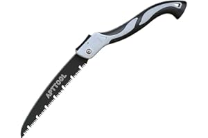 APTTOOL Segaccio per Potatura, Compatto 250mm Sega per Potatura con Denti Duri, Impugnatura Ergonomica Antiscivolo, Cogging a Forma di Ohm e Meccanismo di Bloccaggio Sicuro, Nero
