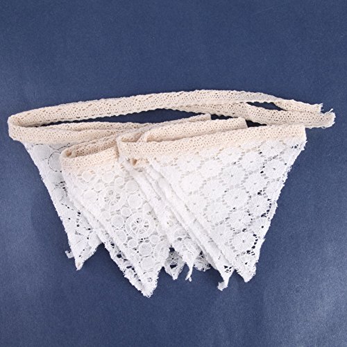 Demiawaking Schöne Spitze Wimpeln Girlande, Spitze Fahnen ,Wimpelkette für Hochzeit Dekoration Draußen Geburtstagsfeiern Party Dekoration - 5