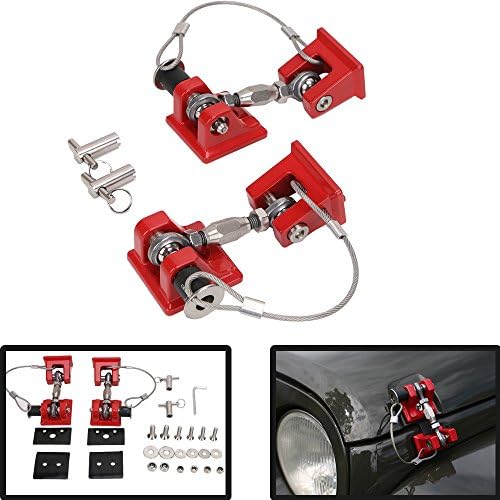 Wrangler JK Anti-Theft Hood Lock Assembly Hood Latches Locking Kit, Red