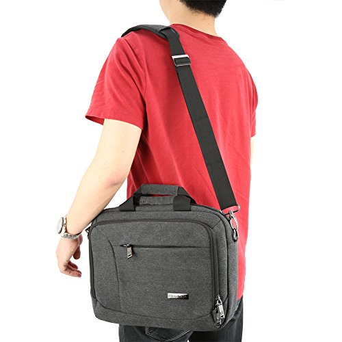 Notebook Tasche 11.6 | Evecase 11.6 Zoll Universal Canvas Laptop Schutzhülle Aktentasche mit Zubehörfächer, Lasche für Trolleybefestigung für Notebook MacBook Ultrabook Tablet – Grau - 3