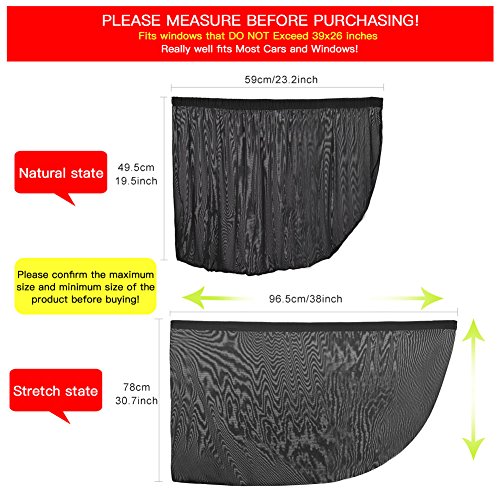 Uarter 2-er Auto Sonnenschutz Kinder Sonnenblende Auto mit UV Schutz Sonnenschutzrollo Auto für Seitenfenster Meshmaterial Schützt Mitfahrer, Baby, Kinder & Haustiere, 58.5 X 48 cm - 6