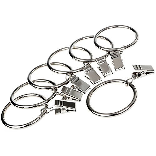 Vorhang clips / Vorhangringe mit Clipper Gardinenringe mit Klips Duschvorhanghaken Duschvorhangringe für Gardinen – 14 Stück, 50mm Innendurchmesser, Schwarz Metall Stoff - 2