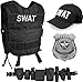 Produktbild normani SWAT/Security/Police Kostüm bestehend aus Weste mit passendem Patch, Einsatz-Gürtel, Cap, US Abzeichen [XS - 6XL] Unisex Farbe SWAT Größe 3XL/4XL