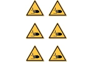 HAVATI Avertissement de blessures aux mains : W024 – DIN EN ISO 7010 / ASR A1.3 – Autocollants : Ø 5 cm, lot de 6