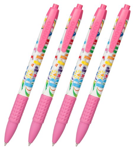 spécifications Fabriqué aux USA PCA SNIFTY Stylo Parfumé rose Motif Happy Birthday avec barbe à Papa Parfum encre noire-Lot de 4 stylos (pspb 02–4Pack)