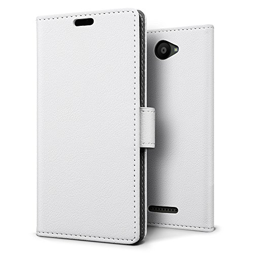 SLEO Funda BQ Aquaris U Lite BQ Aquaris U  Cartera Carcasa Piel PU Suave Flip Folio Caja Super Delgado  Estilo Libro Soporte Plegable y Cierre Magn  tico  para BQ Aquaris U Lite BQ Aquaris U - Blanco