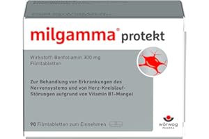 milgamma protekt, 90 Stück: Mit Benfotiamin zur Behandlung von Symptomen bei Nervenschäden infolge eines Vitamin-B1-Mangels, besonders hohe Bioverfügbarkeit, 1x tägliche Einnahme
