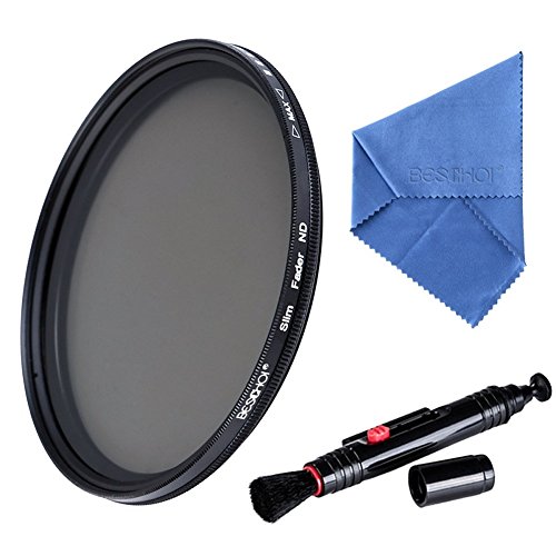 Beschoi 77 mm Filtre ND Gris Neutre Professionnel  Ultra Mince    Densit   Neutre Variable de Fader ND2 ND4 ND8 ND16 ND32    ND400   Chiffon de Nettoyage en Microfibre   Stylo de Nettoyage Pour Nikon Canon EOS Sony DSRL Cam  ra Lentille
