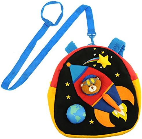 Boys Backpack - Teddy &amp; Rocket - rucksack for Kids &amp; Toddlers - Great for School or Nursery - Includes Chest Strap &amp; Detachable reins for Childrens safety