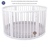 Hergestellt in Europa Unbekannt ATLAS DUE Weiß mit Stoffeinlage in Grau mit weißen Tupfen Rundes Laufgitter aus Massiv Holz mit Softeinlage Ø 120cm große Laufgitter ...