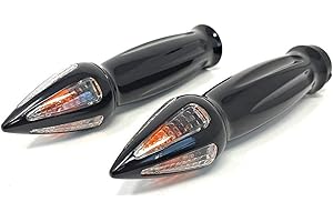 ALCHEMY PARTS Poignées de Moto avec Clignotants Intégré pour Guidon de 25mm | Custom Roadster Cruiser Chopper Bobber