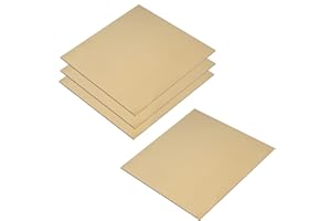 TSSS 4 PCS 1 mm Brass Sheet Plate 100 x 100mm, Flat Mental Brass Panel Plate, 18 Gauge
