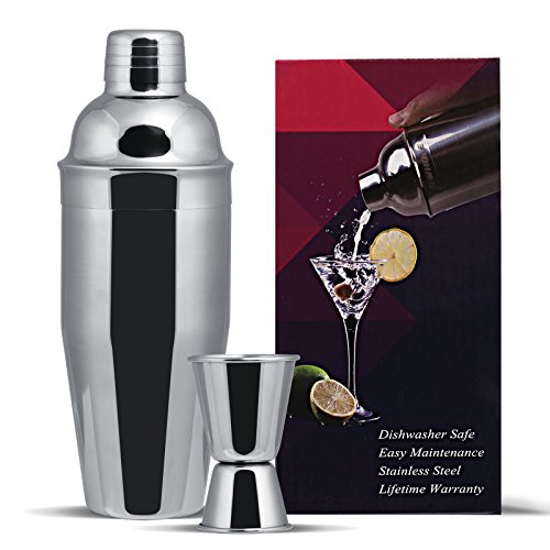 GWHOLE Cocktailshaker Set Cocktailmixer 750ml Bar Zubehör Edelstahl mit Cocktailrezepte Ebook, Messbecher
