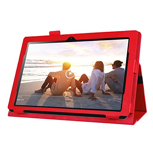 AVIDET Lenovo Miix 320 Hülle Case Etui Tasche, Slim Fit Folio Premium PU Kunstleder Schutzhülle Tasche Etui Smart Cover mit Ständerfunktion für Lenovo Miix 320 Tablet-PC (Rot) - 3