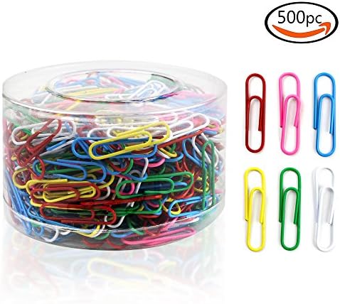 33mm Company Paper Clips, 500 Per Box, Assorted Colors