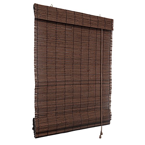 Klemmfix Bambusrollo Raffrollo 80 x 160cm in dunkelbraun - ohne Bohren - VICTORIA M