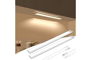 CANMEIJIA Under Cabinet Kitchen Lights 73 LED USB Motion Sensor Cupboard Light Wireless Rechargeable 40cm 3000K Warm Light Wardrobe Lights for Cupboard Closet Stairs Hallway Bedroom…