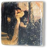 MANI Regalo - Prezioso Marmo Giallo Reale - cm. 10x10x1,2 - Francis Dicksee - Il Bacio - Romeo e Giulietta - Oggetto Regalo - Oggetto d&rsquo;Arte - Oggetto di Designer - Made in Italy