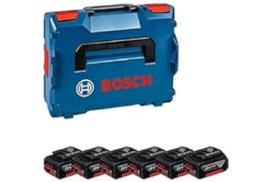Bosch Professional Set batteries du 18V System : 6 batteries GBA 18V 4.0 Ah (avec un calage L-BOXX pleine largeur pour starter sets, dans L-BOXX 136) 1600A02A2S