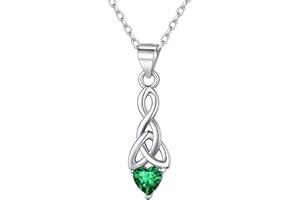 ChicSilver 925 Sterling Silver Celtic Knot Birthstone Pendant Necklace For Women Simulated 12 Month Birthstone Jewelry(with Gift Box)
