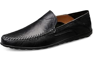 ARO LORA Męskie klasyczne mokasyny skórzane buty mokasyny buty do jazdy samochodem, modne buty wsuwane, skórzane, płaskie, oddychające, buty rekreacyjne