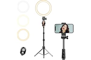 EVERSHOP 10.2" Ring Light avec Trépied Grand,LED Lumière Anneau avec télécommande Bluetooth,1,61m Réglable Trépied, Anneau Lumineux Selfie pour Tiktok/Youtube/Live Stream/Maquillage/Appel vidéo