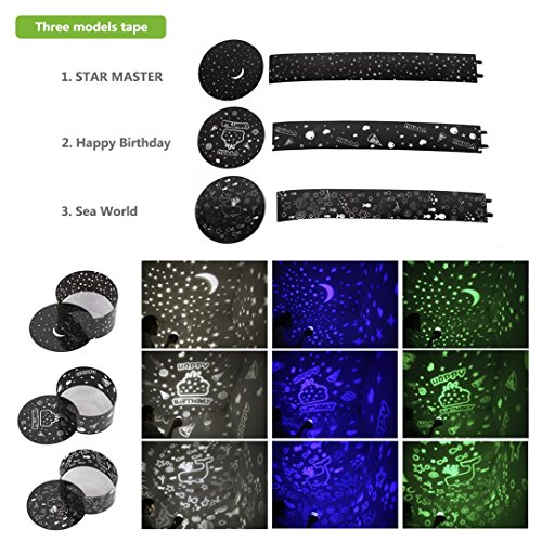 B-right® 360 Grad drehbaren 6-Modus-Projektor-Licht LED Sternenhimmel-Projektor, Nachtlicht Lamp für Kinder, Baby, Weihnachtsgeschenke, USB / batteriebetrieben - 4