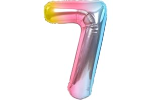Luftballon 7. Geburtstag Zahl 7 Mehrfarbig Pastell XXL Riesen Folienballon 100cm Geburtstagsdeko Ballon Zahl Deko zum Geburtstag. Fliegt mit Helium.