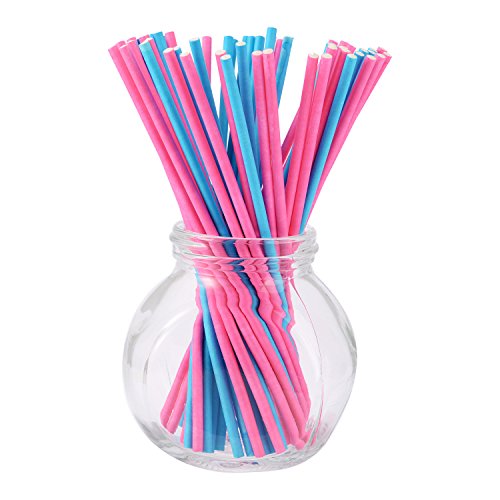 eBoot Lollipop Sticks Cake Pops Stiele für Weihnachten und Geburtstagsfeier, 6 Zoll, 150 Stück (Blau, Weiß, Purpurrot, Gelb, Rosafarben, Grün) - 7