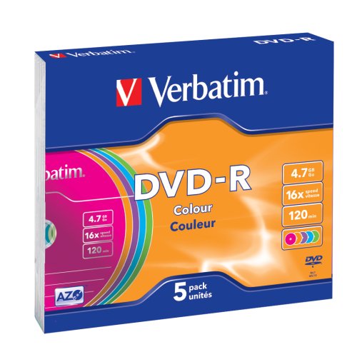 Verbatim DVD-R Advanced AZO + 16x Speed Colour Surface 5er Pack Slim Case DVD-Rohlinge - 2
